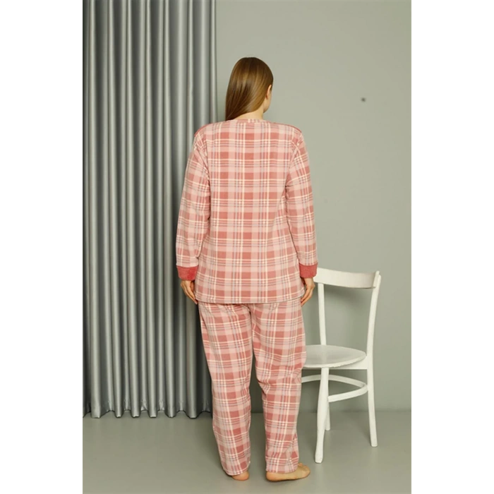 Moda Polar Kadın Büyük Beden Pudra Pijama Takımı