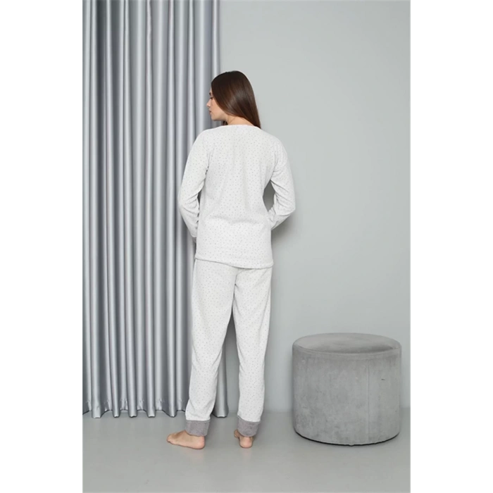 Moda Polar Kadın Pijama Takımı Ekru