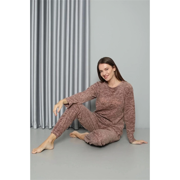 Moda Polar Kadın Pijama Takımı Sütlü Kahve