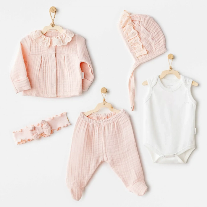 Natural Gift Müslin 5li Hastane Çıkışı Salmon