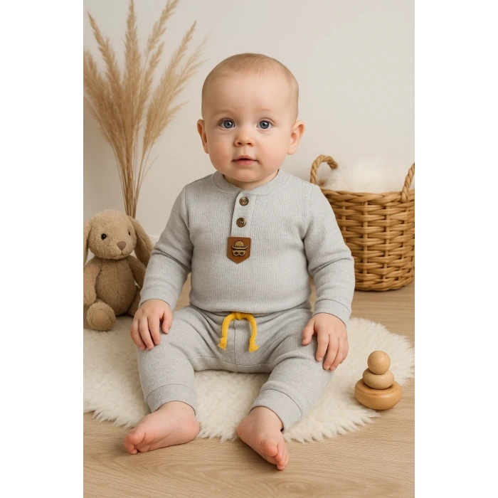 New Waffle Çıtlı Düğmeli 2li Mevsimlik Takım