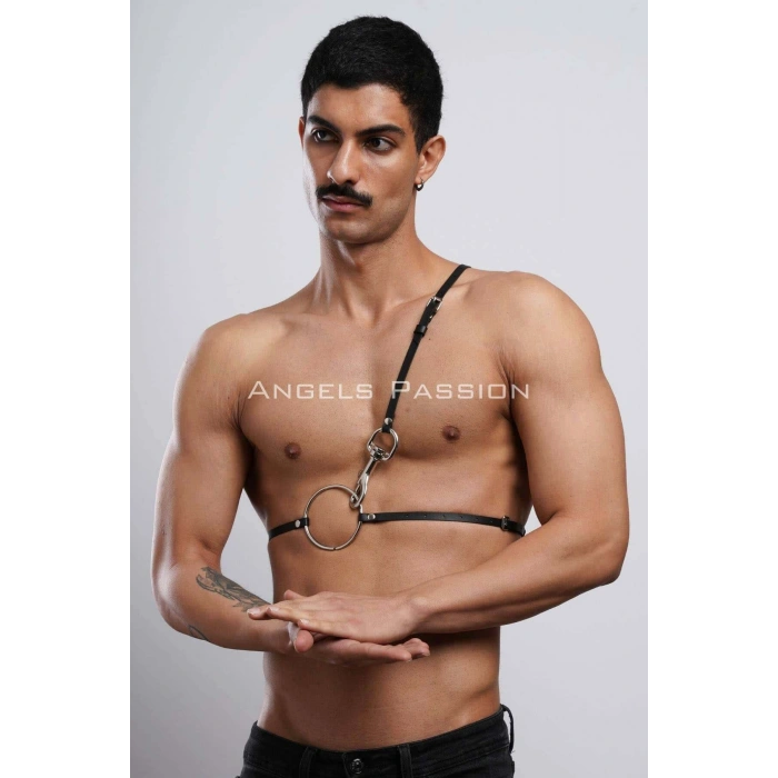 Omuz Detaylı Erkek  Deri Göğüs Harness, Gömlek Kemeri - Brfm110