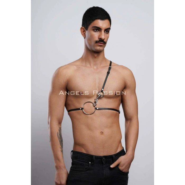 Omuz Detaylı Erkek  Deri Göğüs Harness, Gömlek Kemeri - Brfm110