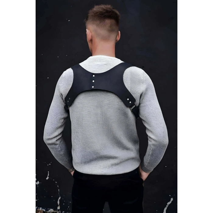 Omuz Detaylı Şık Erkek  Deri Harness, Erkek  Gömlek Üzeri Aksesuar - Brfm135