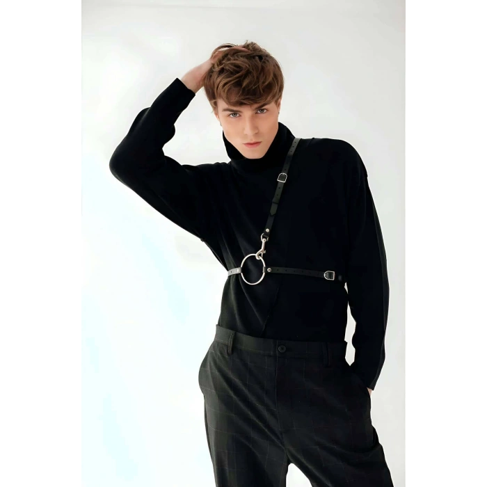 Omuz Detaylı Şık Erkek  Deri Kemer - Brfm110