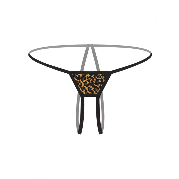 Özel Bölgesi Açık Leopar Desenli Fantezi G String