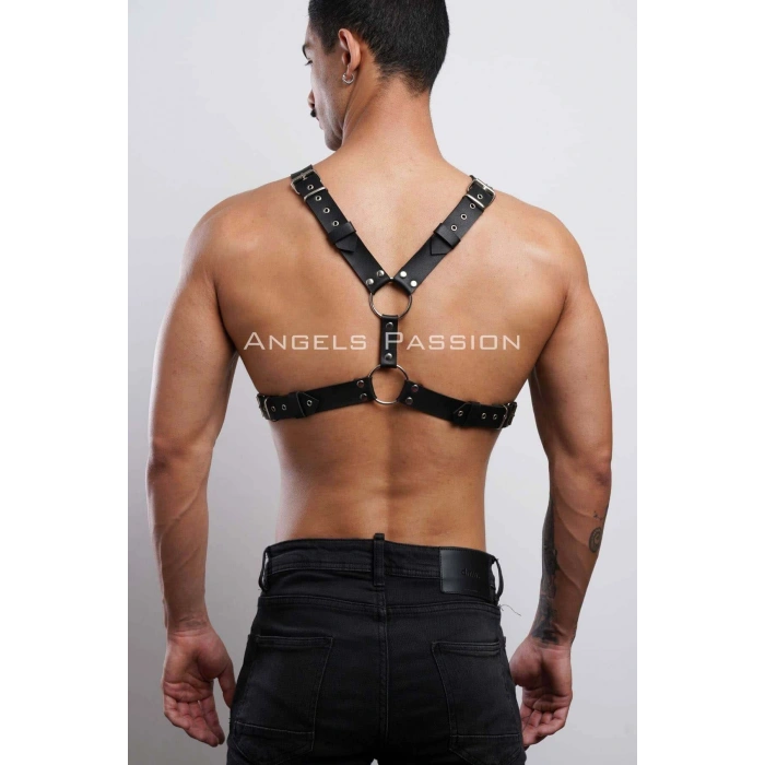 Perçin Detaylı Erkek  Göğüs Harness, Erkek  Parti Giyim - Brfm179
