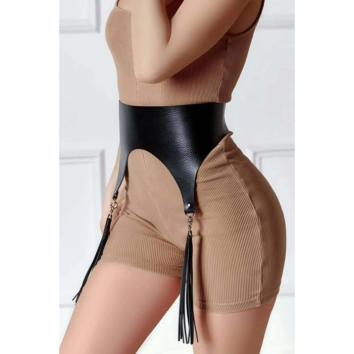 Püsküllü Deri Korse Kemer - Brf788