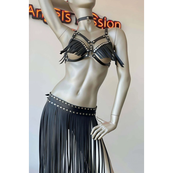 Püsküllü Etek Ve Püsküllü Sütyen Harness Takım