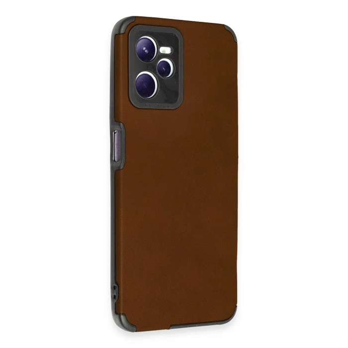 Realme C35 Kılıf Loop Deri Silikon - Kahverengi