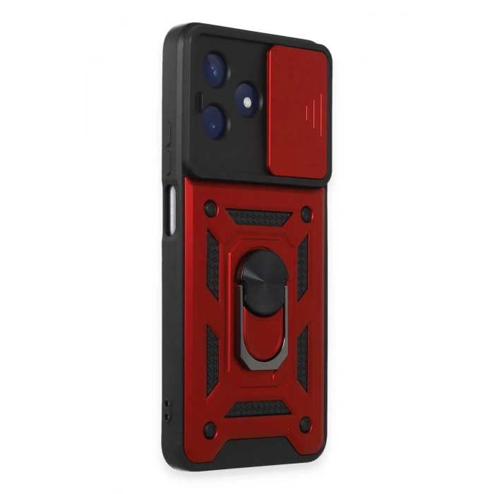 Realme C53 Kılıf Pars Lens Yüzüklü Silikon - Kırmızı