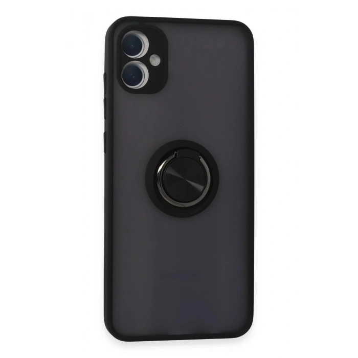 Samsung Galaxy A05 Kılıf Montreal Yüzüklü Silikon Kapak - Siyah