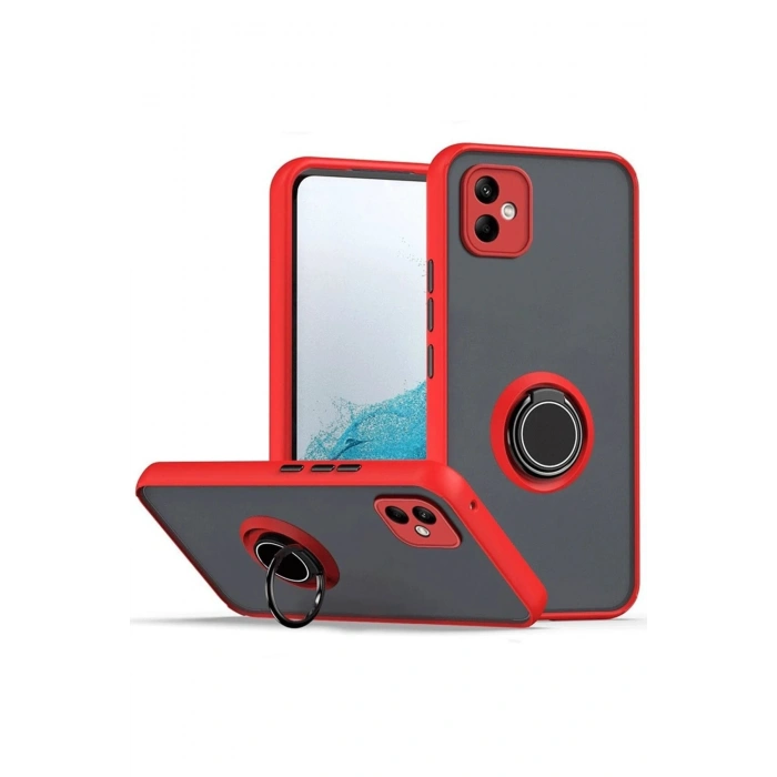 Samsung Galaxy A06 Kılıf Montreal Yüzüklü Silikon Kapak - Kırmızı