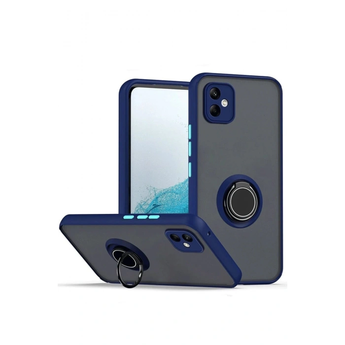 Samsung Galaxy A06 Kılıf Montreal Yüzüklü Silikon Kapak - Lacivert