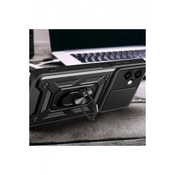 Samsung Galaxy A06 Kılıf Pars Lens Yüzüklü Silikon - Lacivert