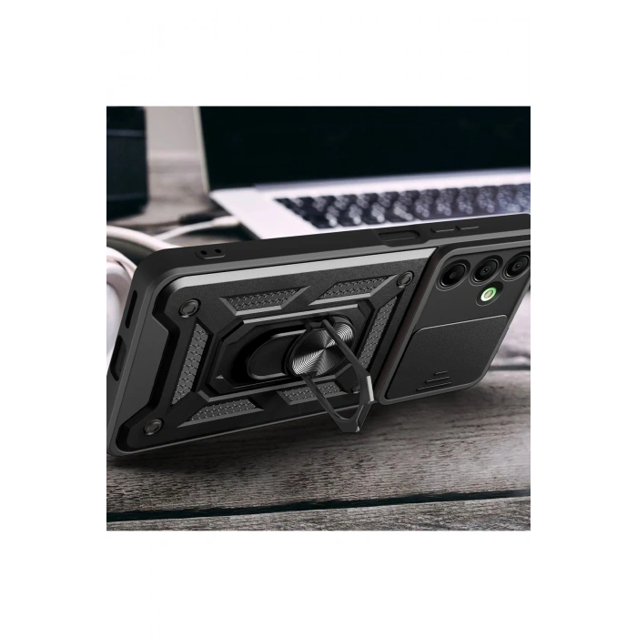 Samsung Galaxy A16 5G Kılıf Pars Lens Yüzüklü Silikon - Siyah