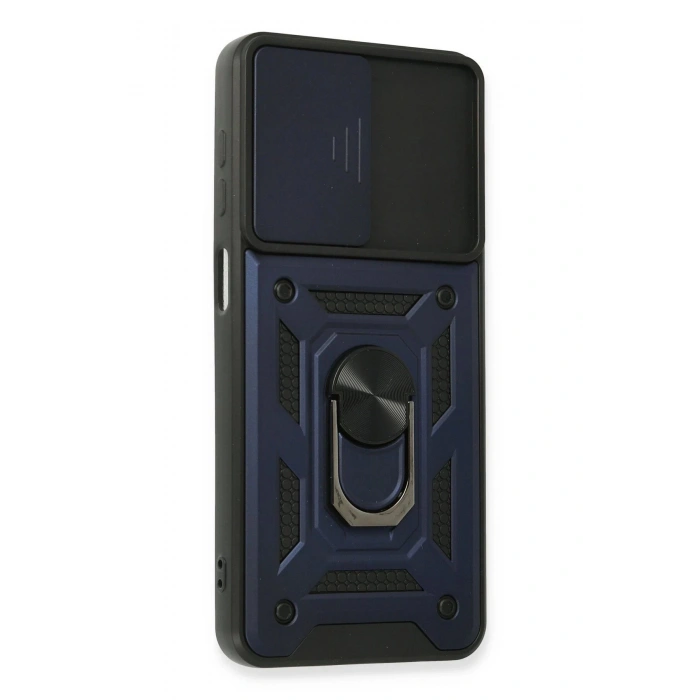 Samsung Galaxy A22 Kılıf Pars Lens Yüzüklü Silikon - Lacivert