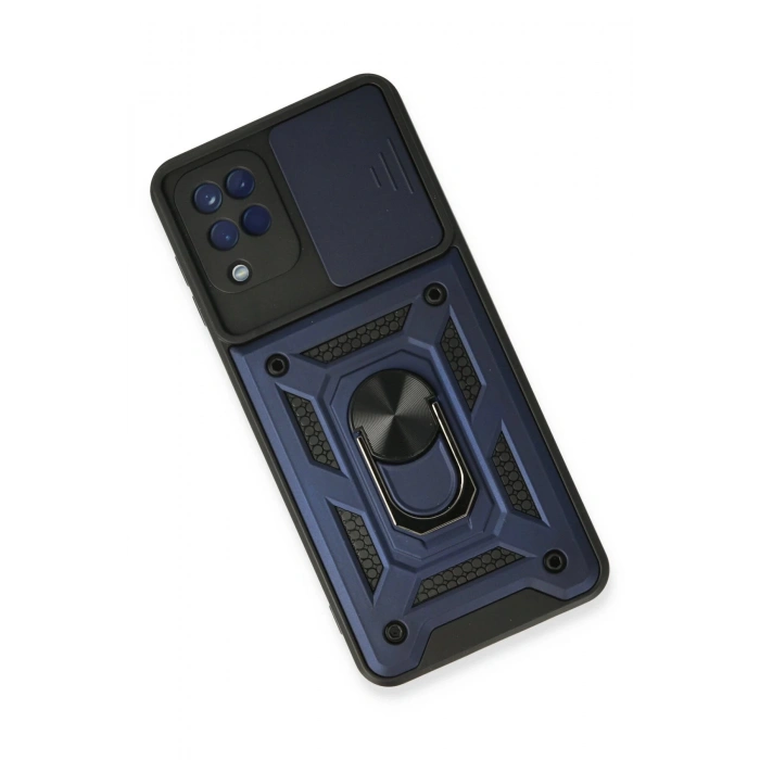 Samsung Galaxy A22 Kılıf Pars Lens Yüzüklü Silikon - Lacivert