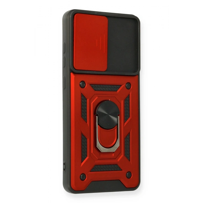 Samsung Galaxy A32 Kılıf Pars Lens Yüzüklü Silikon - Kırmızı