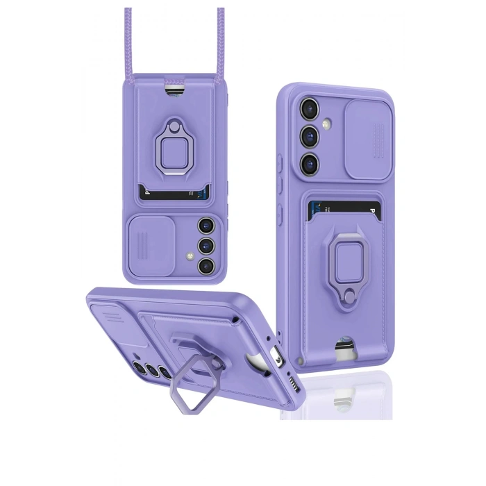 Samsung Galaxy A36 Kılıf Zuma Kartvizitli Yüzüklü Silikon - Lila