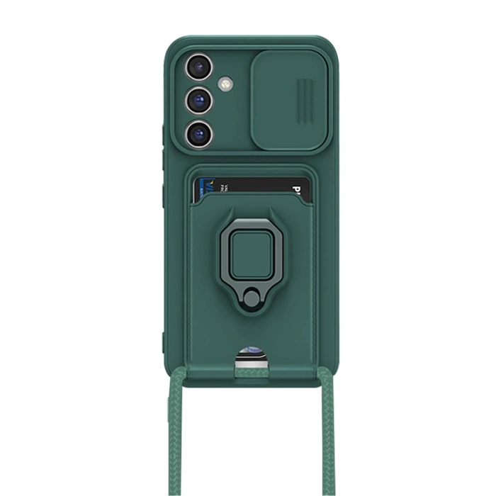 Samsung Galaxy A36 Kılıf Zuma Kartvizitli Yüzüklü Silikon - Yeşil