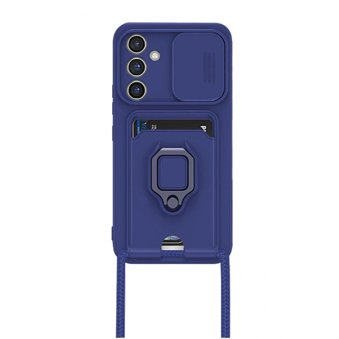 Samsung Galaxy A56 Kılıf Zuma Kartvizitli Yüzüklü Silikon - Lacivert