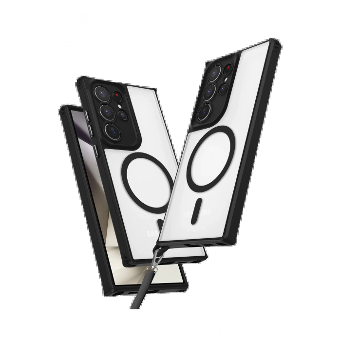 Samsung Galaxy S23 Ultra Kılıf Enka Magsafe Silikon Kılıf - Siyah