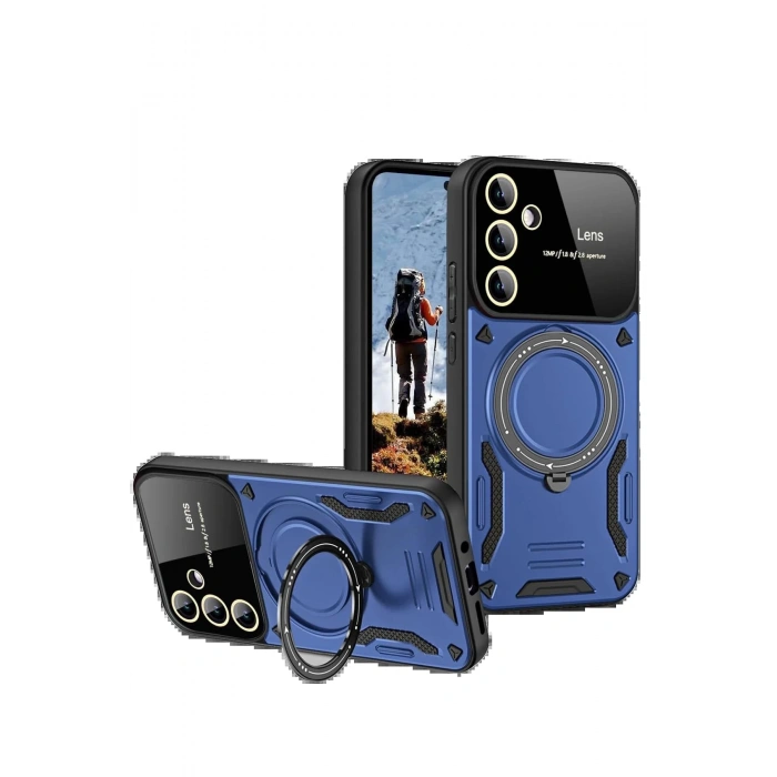 Samsung Galaxy S24 FE Kılıf Joy Lens Standlı Kapak - Lacivert