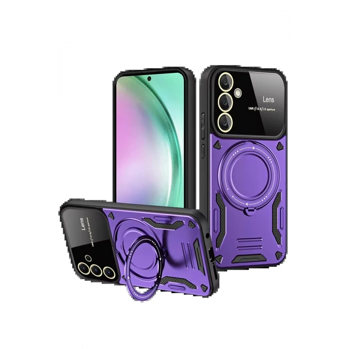 Samsung Galaxy S24 FE Kılıf Joy Lens Standlı Kapak - Mor