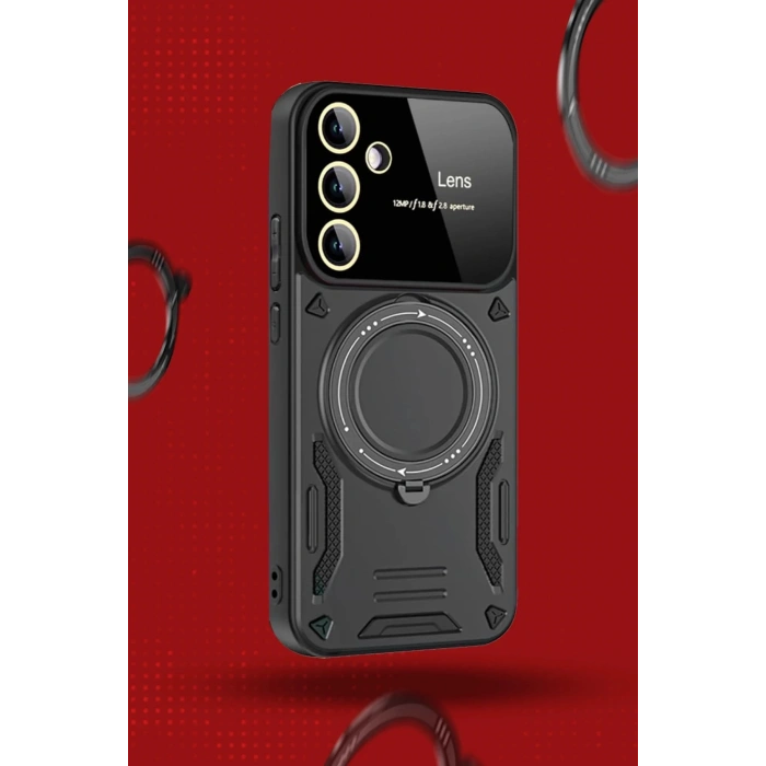 Samsung Galaxy S24 FE Kılıf Joy Lens Standlı Kapak - Mor