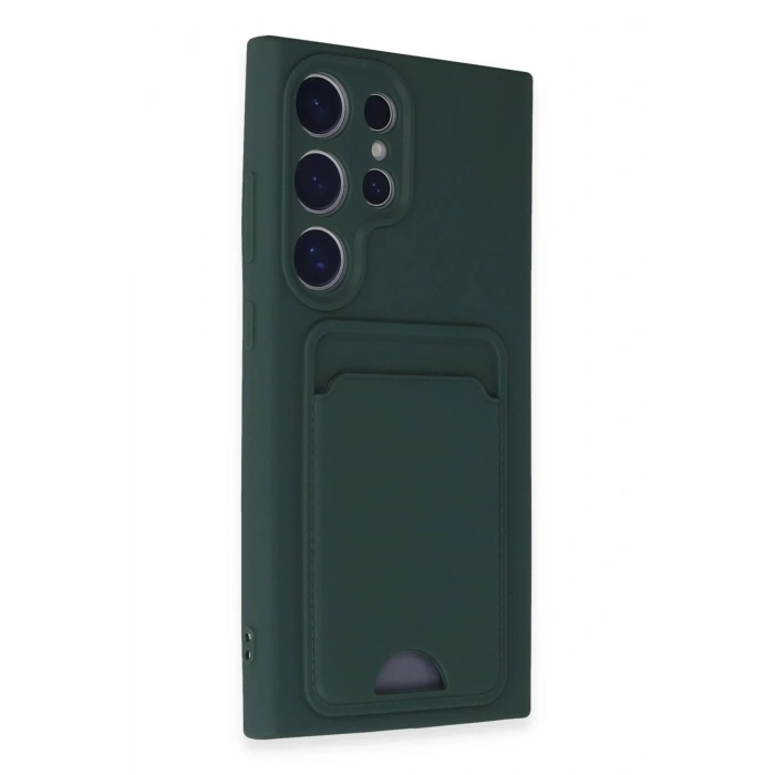 Samsung Galaxy S24 Ultra Kılıf Kelvin Kartvizitli Silikon - Koyu Yeşil