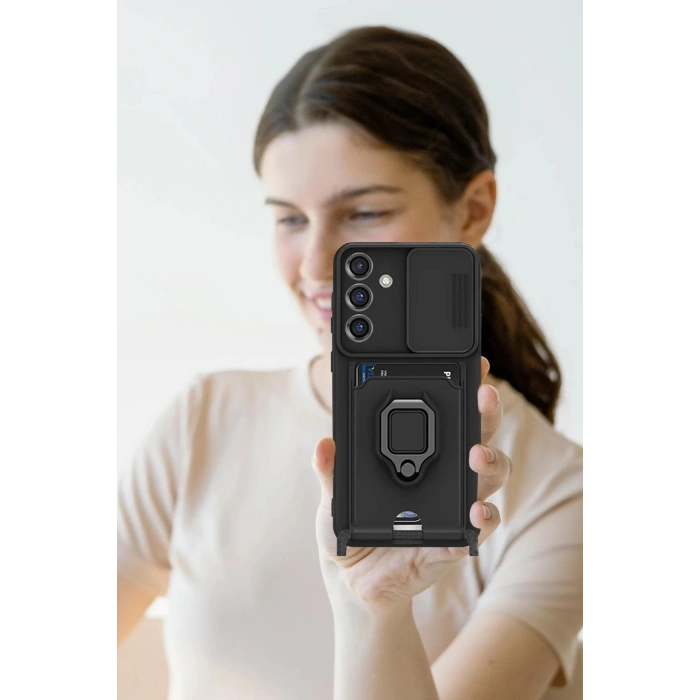 Samsung Galaxy S25 Plus Kılıf Zuma Kartvizitli Yüzüklü Silikon - Kırmızı