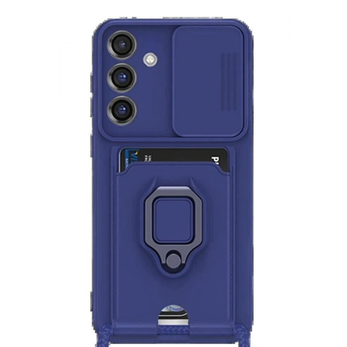 Samsung Galaxy S25 Plus Kılıf Zuma Kartvizitli Yüzüklü Silikon - Lacivert