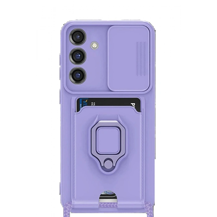 Samsung Galaxy S25 Plus Kılıf Zuma Kartvizitli Yüzüklü Silikon - Lila