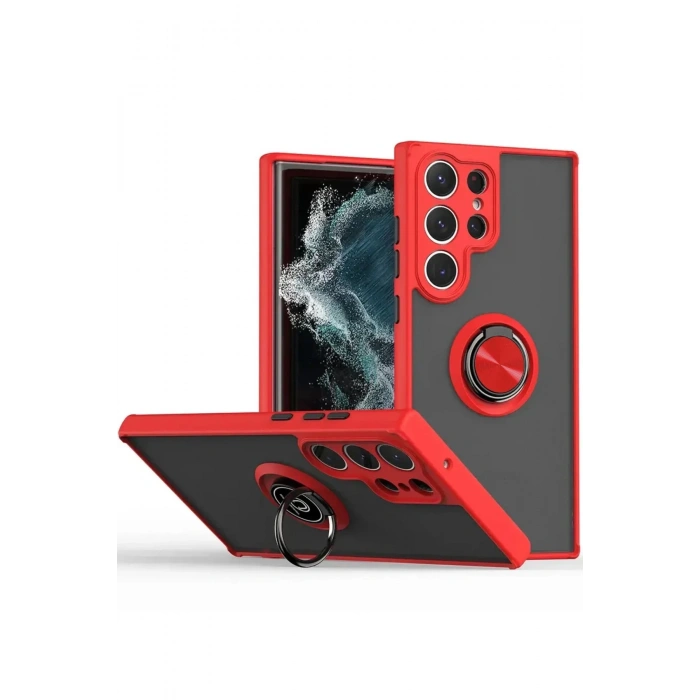 Samsung Galaxy S25 Ultra Kılıf Montreal Yüzüklü Silikon Kapak - Kırmızı