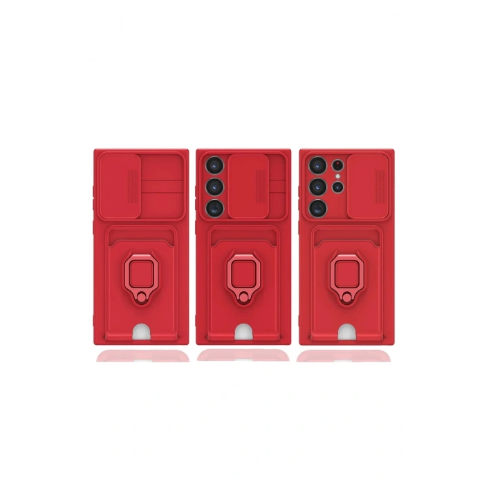 Samsung Galaxy S25 Ultra Kılıf Zuma Kartvizitli Yüzüklü Silikon - Pembe