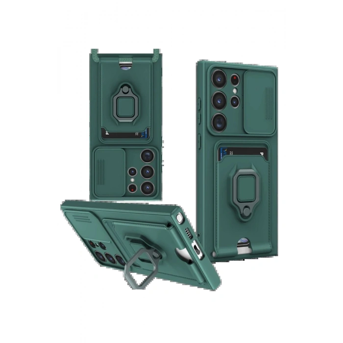 Samsung Galaxy S25 Ultra Kılıf Zuma Kartvizitli Yüzüklü Silikon - Yeşil