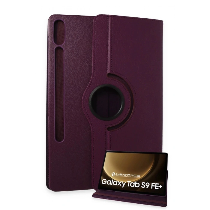 Samsung Galaxy X610 Tab S9 FE Plus 12.4 Kılıf 360 Tablet Deri Kılıf - Mürdüm