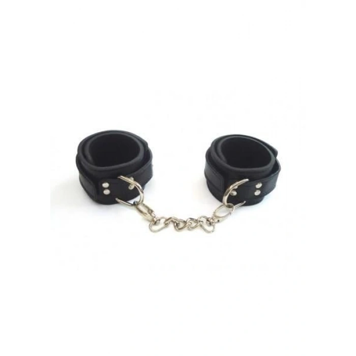Şık Tasarım Zincir Tasma Ve Siyah Kelepçe Harness Set