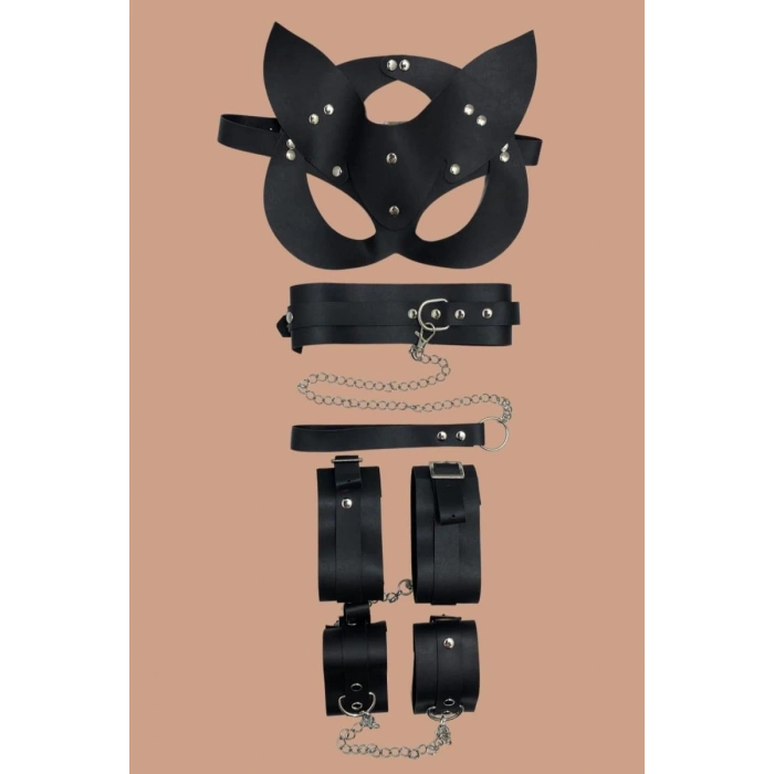 Siyah 4lü Maske ,tasma,kelepce Harness Set