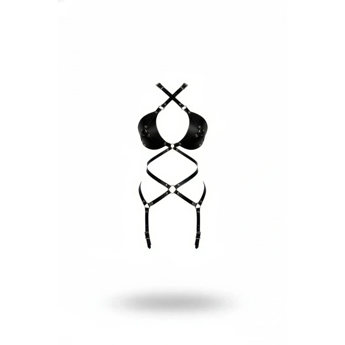 Siyah Body Harness Deri Çapraz Bağlamalı Tam Vücut Aksesuarı - Brf1409