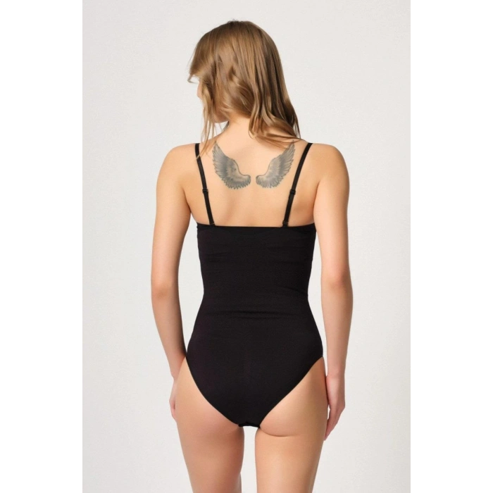 Siyah Göğsü Açık Agraflı Body Korse