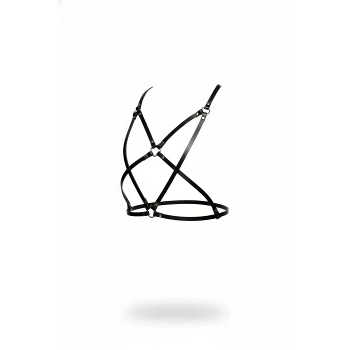 Siyah Göğüs Harness Deri Ayarlanabilir Metal Halkalı - Brf181