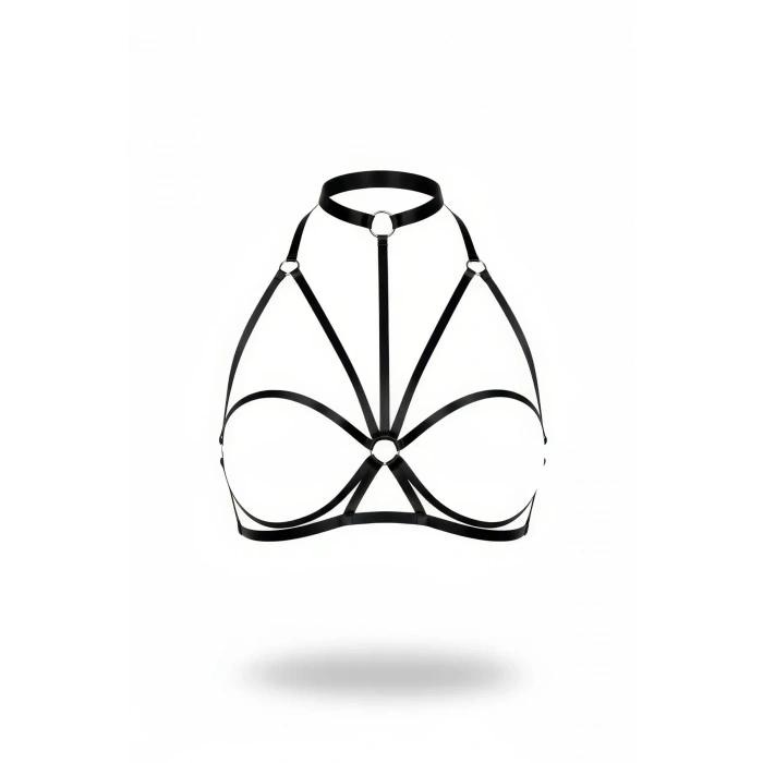 Siyah Göğüs Harness Yüksek Yaka O Halka Detaylı - Brf1044