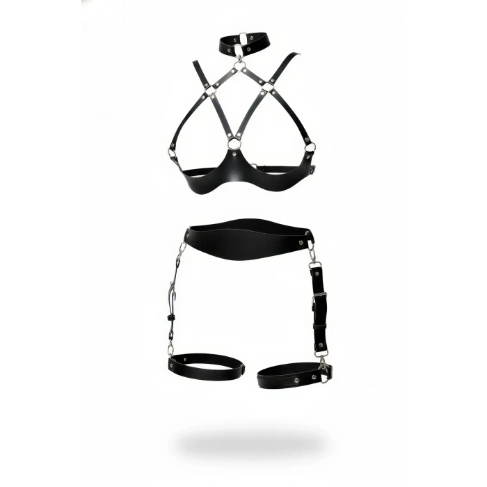 Siyah Harness Takım Ayarlanabilir Deri Vücut Aksesuarı - Brf1192
