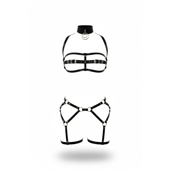 Siyah Harness Takım O Halka Detaylı Tokalı - Brf242