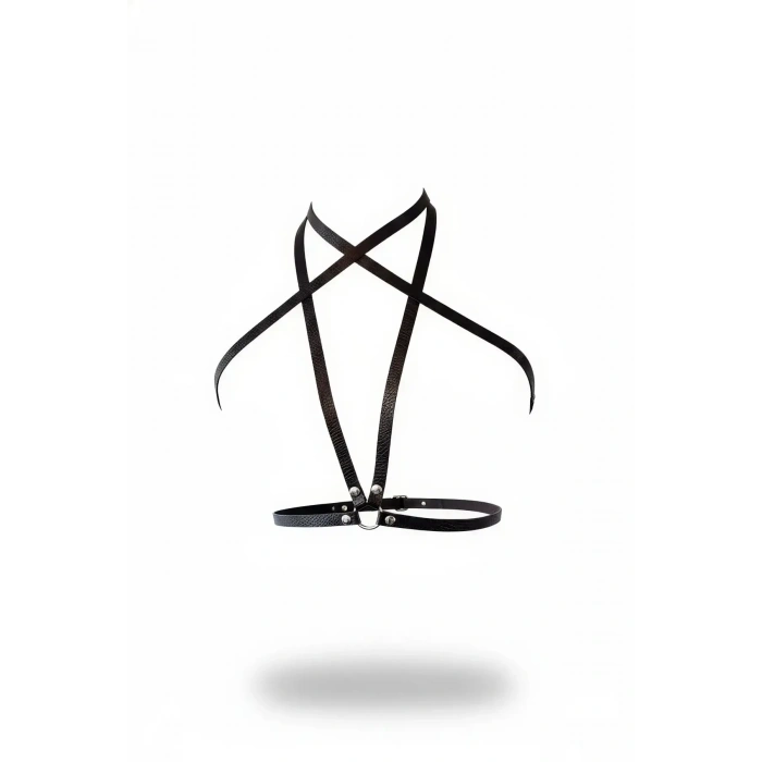 Siyah Kadın Kemer Deri Çapraz Bantlı Vücut Aksesuarı - Brf15