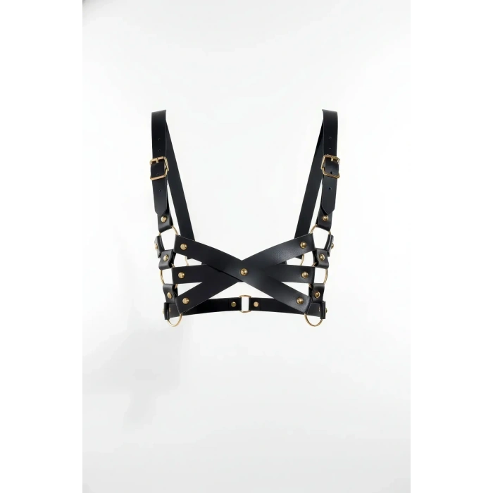 Siyah Kadın Kemer Deri Çapraz Detaylı Vücut Kemeri - Brf1186