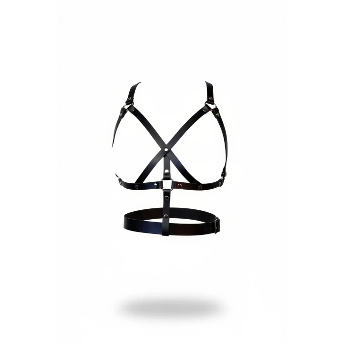 Siyah Kadın Kemer Deri Vücut Aksesuarı Çapraz Detaylı - Brf1294