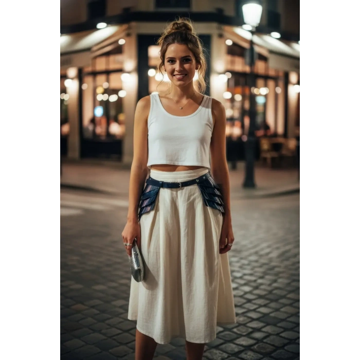 Siyah Kadın Kemer Katmanlı Yan Panelli Bel Aksesuarı - Brf1254